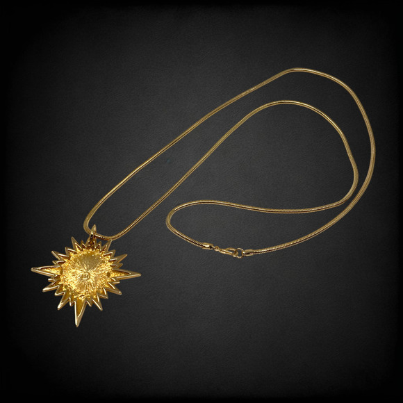 Swarovski Crystal Starburst Sun Gold Tone Celestial Statement Pendant Necklace - Picture 3 of 7